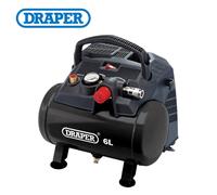 Draper 6L Oil-Free Air Compressor 116psi Max Pressure | 1.2kW 1.5hp 4000rpm Motor | 185l/min Max Capacity | Quick Euro Coupling Outlet | 1.7m Cable | Pressure Switch | Air Outlet Gauge | 02115