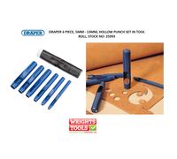 DRAPER 6 PIECE, 5MM - 13MM, HOLLOW PUNCH SET IN TOOL ROLL, STOCK NO: 25993