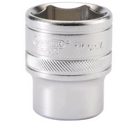 Draper 6 Point Imperial Socket 1/2" Sq Dr 1" Knurled Ring Chrome 16634