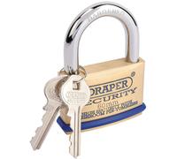 Draper 60mm Solid Brass Padlock 2 Key Mushroom Pin Tumblers Hardened Steel 64163