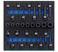 Draper 28 Piece 1/2" Drive Impact Torx Hex Socket Set In Eva Insert Tray