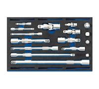 Draper 63530 Extension Bar Universal Joints And Socket Convertor Set 1/4 Drawer Eva Insert Tray (16 Piece) per set