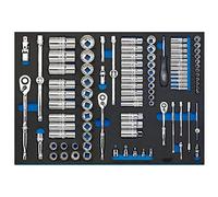 Draper 63539 1/4", 3/8" and 1/2" Socket 96 Piece Set in Full Plus Drawer Eva Insert Tray , Blue