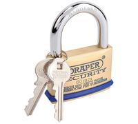 Draper 64163 Solid Brass Padlock & 2 Keys With Mushroom Pin Tumblers Hardened Steel Shackle & Bumper 60Mm each