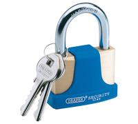 Draper 64166 Solid Brass Padlock And 2 Keys With Hardened Steel Shackle And Bumper 52Mm each