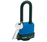Draper 64177 45 mm Weatherproof Laminated Steel Padlock with Extra-Long Shackle and 2 Keys , Blue