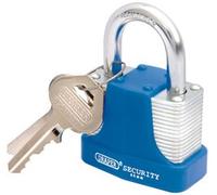 Draper 64181 44mm Laminated Steel Padlock & 2 Keys with Hardened Steel Shackle