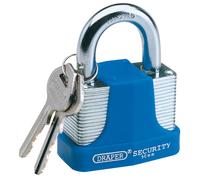 Draper 64183 Laminated Steel Padlock And 2 Keys With Hardened Steel Shackle And Bumper 65Mm each