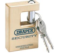 Draper 64201 Expert Quality Close Solid Brass Padlock and 2 Keys with Hardened Steel Shackle 63 Millimeters