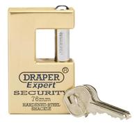 Draper 64202 Expert Quality Close Solid Brass Padlock and 2 Keys with Hardened Steel Shackle 76 Millimeters