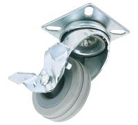 Draper Swivel Plate Fixing Rubber Castor With Brake 100Mm Diameter S.w.l. 80Kg 65479