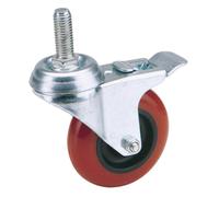 Draper 65516 Swivel Bolt Fixing Polyurethane Wheel With Brake 75Mm Diameter S.w.l. 70Kg each