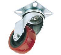 Draper 65518 100mm Dia. Swivel Plate Fixing Polyurethane Wheel - S...