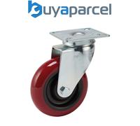 Draper 65518 Polyurethane Wheeled Swivel Plate Castor, 100mm Diameter, S.W.L. 12