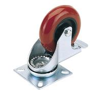 Draper 65519 100mm Dia Swivel Plate Fixing Polyurethane Wheel with Brake
