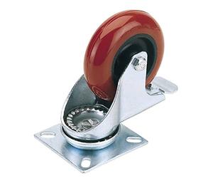 Draper 65519 100mm Dia Swivel Plate Fixing Polyurethane Wheel with Brake