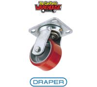 Draper 100mm Dia. Swivel Plate Fixing Heavy Duty Polyurethane Wheel - S.w.l. 250Kg 65523