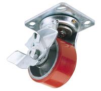 Draper 65527 Swivel Plate Fixing Heavy Duty Polyurethane Wheel With Brake 125Mm Diameter S.w.l. 300Kg each
