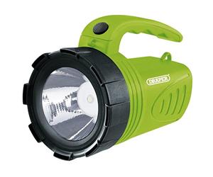 Draper 66012 3W LED Rechargeable Spotlight Torch Green Camping Garage Home