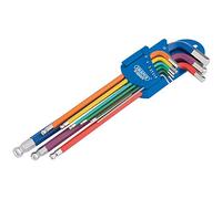 Draper 66134 Metric Coloured Extra Long Hexagon and Ball End Key 9 Keys Set
