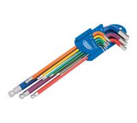 Draper 66134 Metric Coloured Extra Long Hexagon and Ball End Key 9 Keys Set