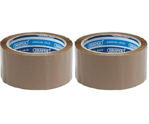 Draper 66m x 50mm Packing Tape Roll | Parcel Tape | Box Sellotape | Packaging Tape Strong | 63388 (Pack of 2)