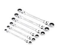 Draper 6PC FLEX RATC RING SPANNER SET 27762 27762 HI-TORQÂ Metric Flexible Head Double Ring Ratchet Spanner Set (6 Piece)