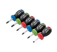 Draper 6pc Stubby Soft Grip Screwdriver Set - 13432 - Magnetic Tips, CRV Blades