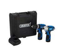 Draper 70257 12V Combi Drill & Impact Driver, 2 x 1.5Ah Batteries, 1 x Fast Charger