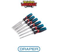 DRAPER EXPERT 6 Piece Soft Grip Pound Thru Wood Chisel Set Metal End Caps 70419