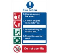 Draper 72154 Fire Action Procedureft Mandatory Sign 200 X 300Mm Design 1 each
