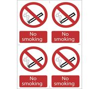 Draper No Smoking Sign Pack of 4 100mm 150mm Standard