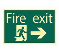 Draper 72662 Glow in The Dark "Fire Exit Arrow Right" Safety Sign