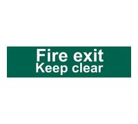 Fire Exit Keep Clear' Safety Sign, 200 x 50mm