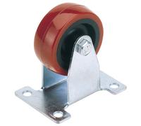 Draper 75mm Dia. Fixed Plate Fixing Polyurethane Wheel - S.w.l. 100Kg 65517