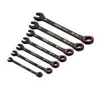 Draper 7PC REVERS.RATCHET SPANNER SET 03911 HI-TORQÂ Metric Reversible Ratchet Combination Spanner Set, Black (7 Piece)