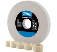 Draper Bench Grinding Wheel 150x20mm Aluminium Oxide 80 Grit 31.75mm Bore 5 Reduction Rings 99569