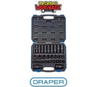 Draper 32 Piece 3/8" & 1/2" Square Drive Impact Socket Set In Storage Case 83098