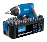 Draper 3.6V Cordless Li-Ion Screwdriver and 55-Bit Kit, Blue