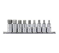 Draper 16307 1/2-Inch Square Drive Metric 55 mm Long Hexagonal Socket Bit 9 Piece Set, Blue