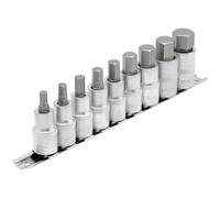 Draper 16307 1/2-Inch Square Drive Metric 55 mm Long Hexagonal Socket Bit 9 Piece Set, Blue