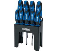 Draper 9 -Piece Screwdriver Set | Chrome Vanadium Steel Screwdrivers Set | Soft Ergonomic Grip Handle | Storage Stand | 15960
