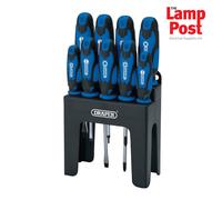 Draper 9-Piece Screwdriver Set 15960 – Chrome Vanadium, Soft Ergonomic Grip, Storage Stand – Blue