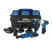 Draper 93521 Storm Force® 10.8V Interchange 3 Piece Kit (+2 x 4Ah Batteries, 1 x 1.5Ah Battery, Charger and Bag)