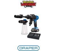Draper PW16 Cordless Pressure Washer with 2Ah D20 Battery and Charger, 16Bar, Portable and Versatile, Blue