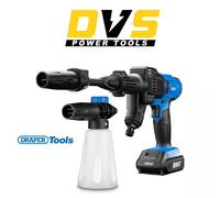 Draper PW16 Cordless Pressure Washer with 2Ah D20 Battery and Charger, 16Bar, Portable and Versatile, Blue