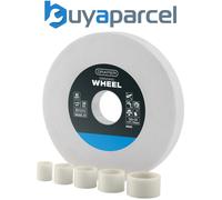 Draper Bench Grinding Wheel 150x20mm Aluminium Oxide 80 Grit 31.75mm Bore 5 Reduction Rings 99569