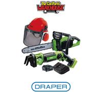 Draper D20 Cordless Garden Saw Kit with Helmet - Size: 20V - Green - Draper Tools - Wilko