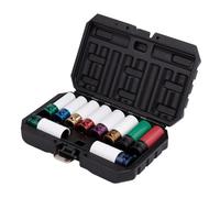 Draper Alloy Wheel Nut Socket Set, Colour-Coded Impact Sockets With Protective Sleeves, Storage Case