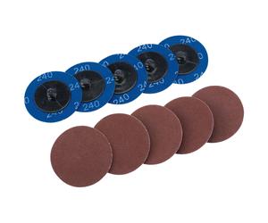 Draper Aluminium Oxide Sanding Discs For 65069 50mm 240 Grit 10-Pack Accessory